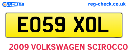 EO59XOL are the vehicle registration plates.