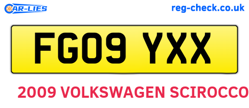 FG09YXX are the vehicle registration plates.