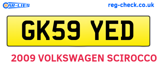 GK59YED are the vehicle registration plates.