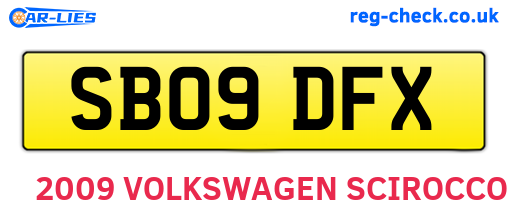 SB09DFX are the vehicle registration plates.