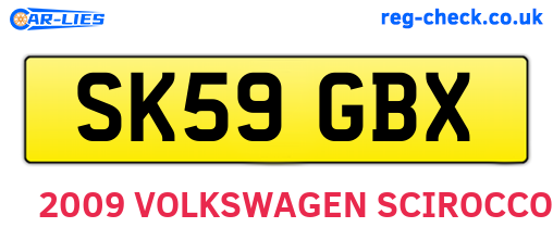 SK59GBX are the vehicle registration plates.
