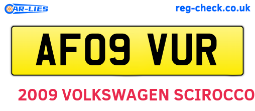 AF09VUR are the vehicle registration plates.