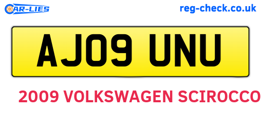 AJ09UNU are the vehicle registration plates.