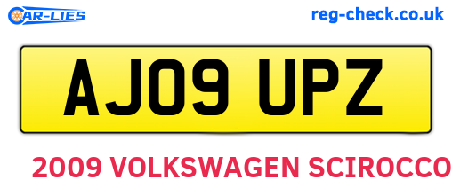 AJ09UPZ are the vehicle registration plates.