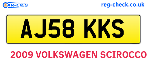 AJ58KKS are the vehicle registration plates.