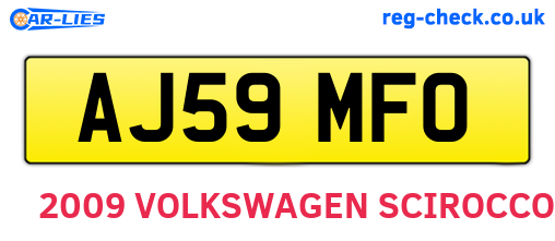 AJ59MFO are the vehicle registration plates.