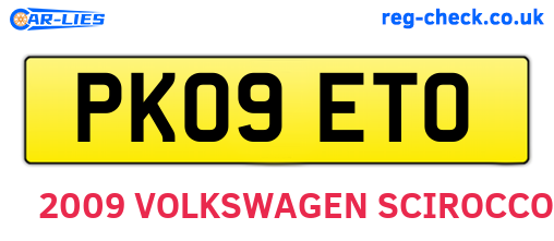 PK09ETO are the vehicle registration plates.