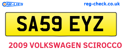 SA59EYZ are the vehicle registration plates.
