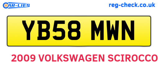 YB58MWN are the vehicle registration plates.