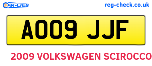 AO09JJF are the vehicle registration plates.
