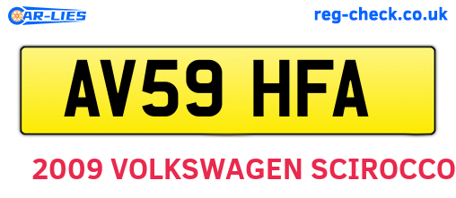 AV59HFA are the vehicle registration plates.