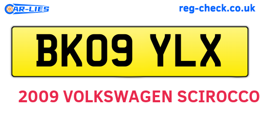 BK09YLX are the vehicle registration plates.