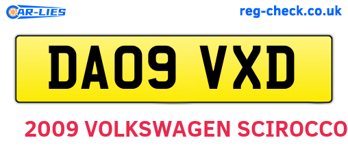DA09VXD are the vehicle registration plates.