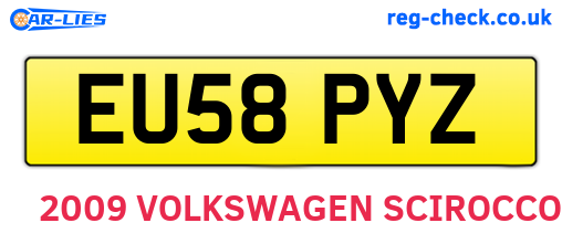 EU58PYZ are the vehicle registration plates.