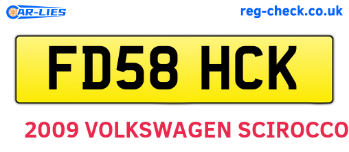 FD58HCK are the vehicle registration plates.