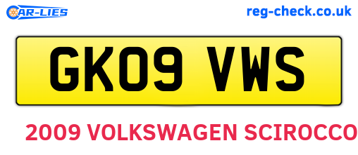 GK09VWS are the vehicle registration plates.