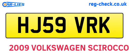 HJ59VRK are the vehicle registration plates.