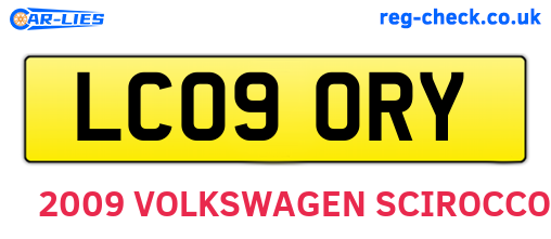 LC09ORY are the vehicle registration plates.