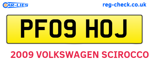 PF09HOJ are the vehicle registration plates.