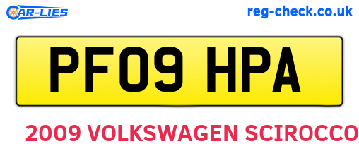 PF09HPA are the vehicle registration plates.