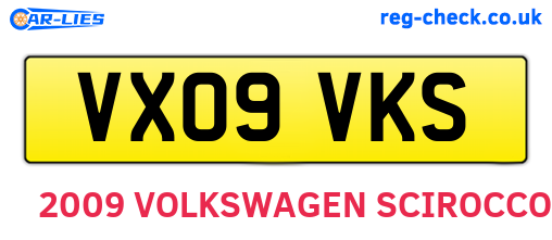 VX09VKS are the vehicle registration plates.