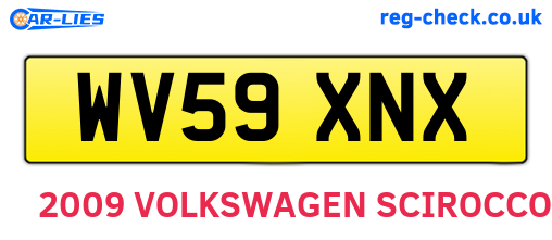 WV59XNX are the vehicle registration plates.