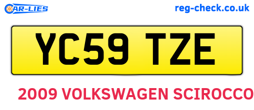 YC59TZE are the vehicle registration plates.