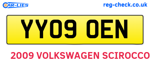 YY09OEN are the vehicle registration plates.
