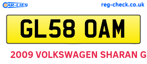 GL58OAM are the vehicle registration plates.