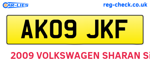 AK09JKF are the vehicle registration plates.