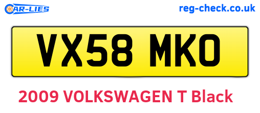 VX58MKO are the vehicle registration plates.