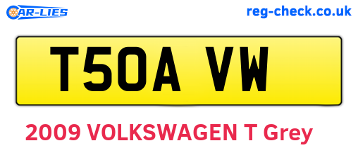 T50AVW are the vehicle registration plates.
