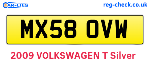 MX58OVW are the vehicle registration plates.
