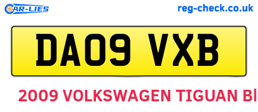 DA09VXB are the vehicle registration plates.