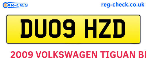 DU09HZD are the vehicle registration plates.