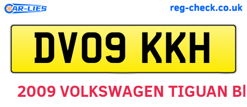 DV09KKH are the vehicle registration plates.