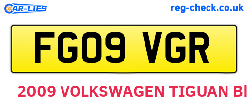 FG09VGR are the vehicle registration plates.