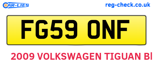 FG59ONF are the vehicle registration plates.