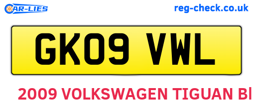 GK09VWL are the vehicle registration plates.