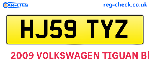 HJ59TYZ are the vehicle registration plates.