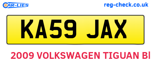 KA59JAX are the vehicle registration plates.