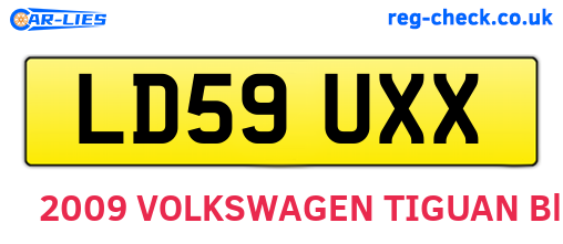 LD59UXX are the vehicle registration plates.