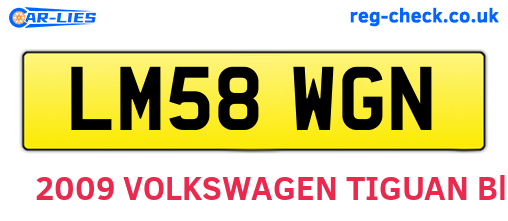 LM58WGN are the vehicle registration plates.