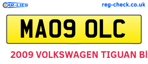 MA09OLC are the vehicle registration plates.