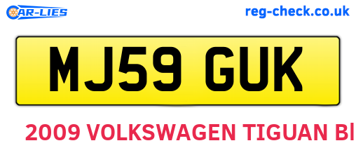 MJ59GUK are the vehicle registration plates.