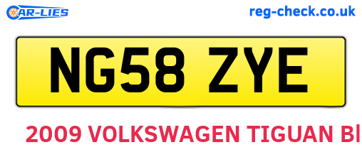 NG58ZYE are the vehicle registration plates.