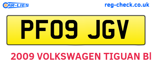 PF09JGV are the vehicle registration plates.
