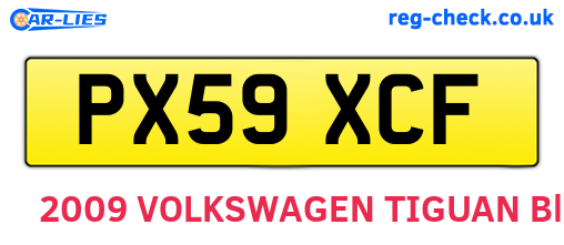 PX59XCF are the vehicle registration plates.