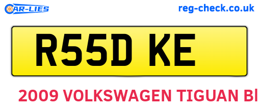 R55DKE are the vehicle registration plates.