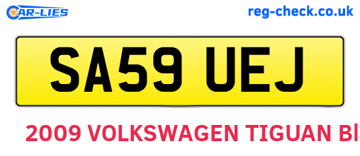 SA59UEJ are the vehicle registration plates.